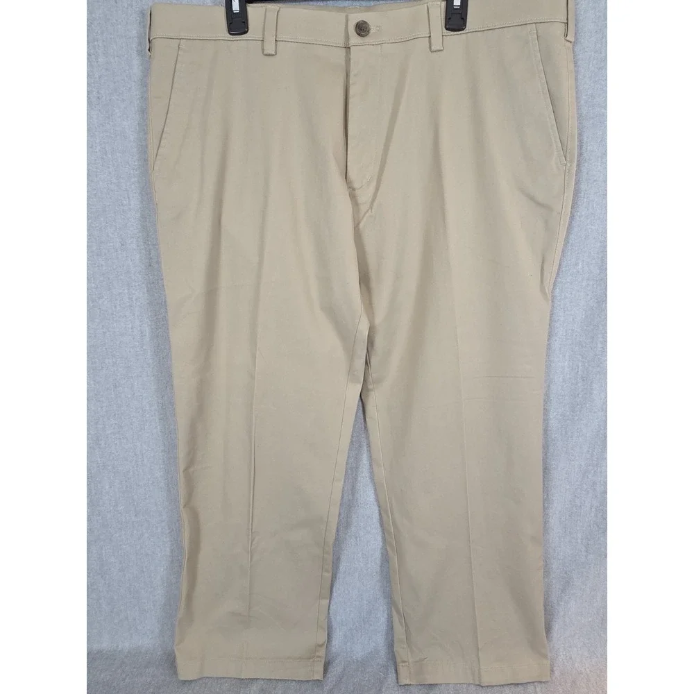 Haggar Straight Fit Men's 42x29 Sustainable Stretch‎ Chino Pants Flat Front NEW